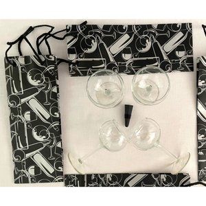 Wine bundle: 4 small bubble wine glasses, 4 Wine bottle gift bags and a stopper